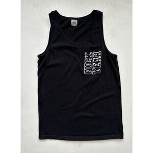 Asos F*ck Yeah Tank Shirt Top Mens XS Black Cotton Sleeveless Indie Y2K Hipster